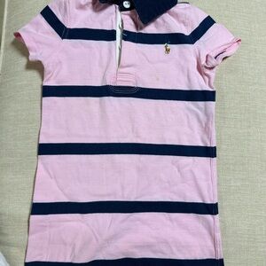 Ralph Lauren Kids Pink and Navy Striped Polo Shirt